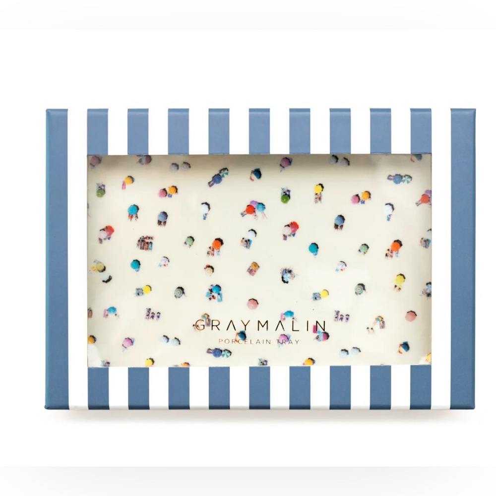 Porcelain Tray, Gray Malin "The Beach", NEW in gift box, gilded edges
